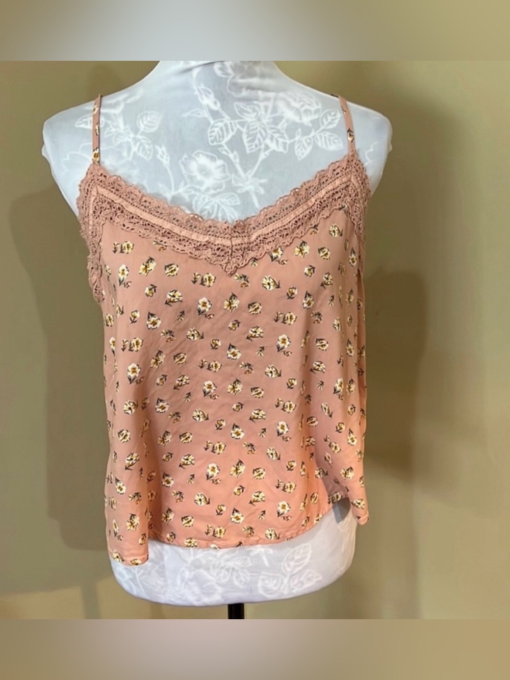 Hollister Floral lace tank with adjustable straps size large